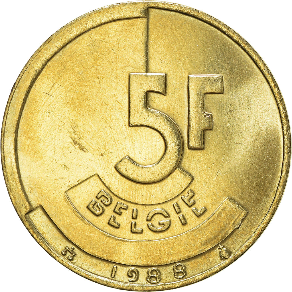 Coin, Belgium, 5 Francs, 5 Frank, 1988, AU(50-53), Brass Or Aluminum-Bronze
