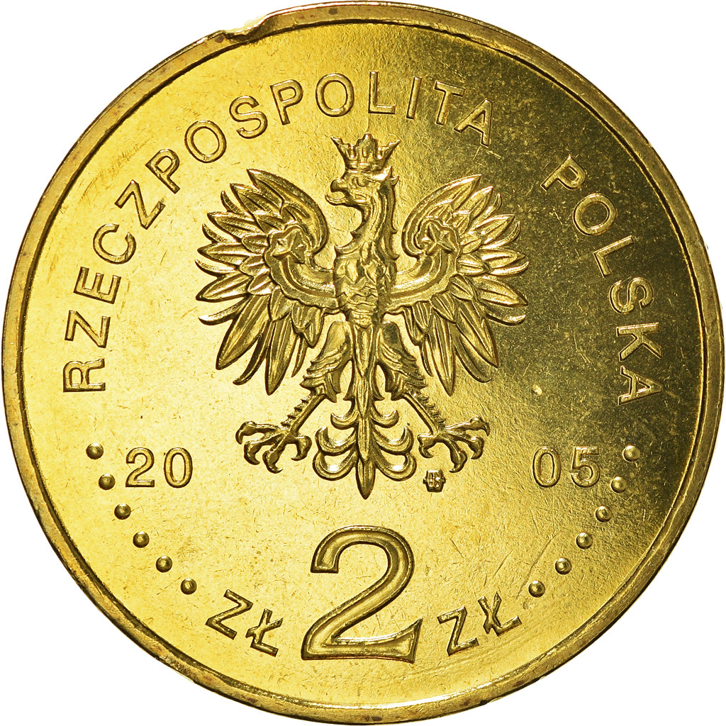 Münze, Polen, 2 Zlote, 2005, Warsaw, SS, Messing, KM:608