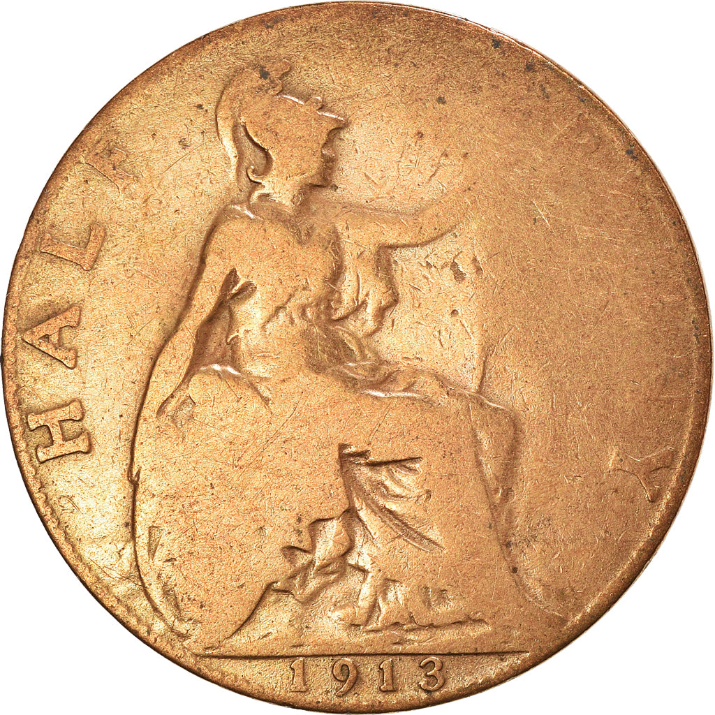 Coin, Great Britain, George V, 1/2 Penny, 1913, F(12-15), Bronze, KM:809