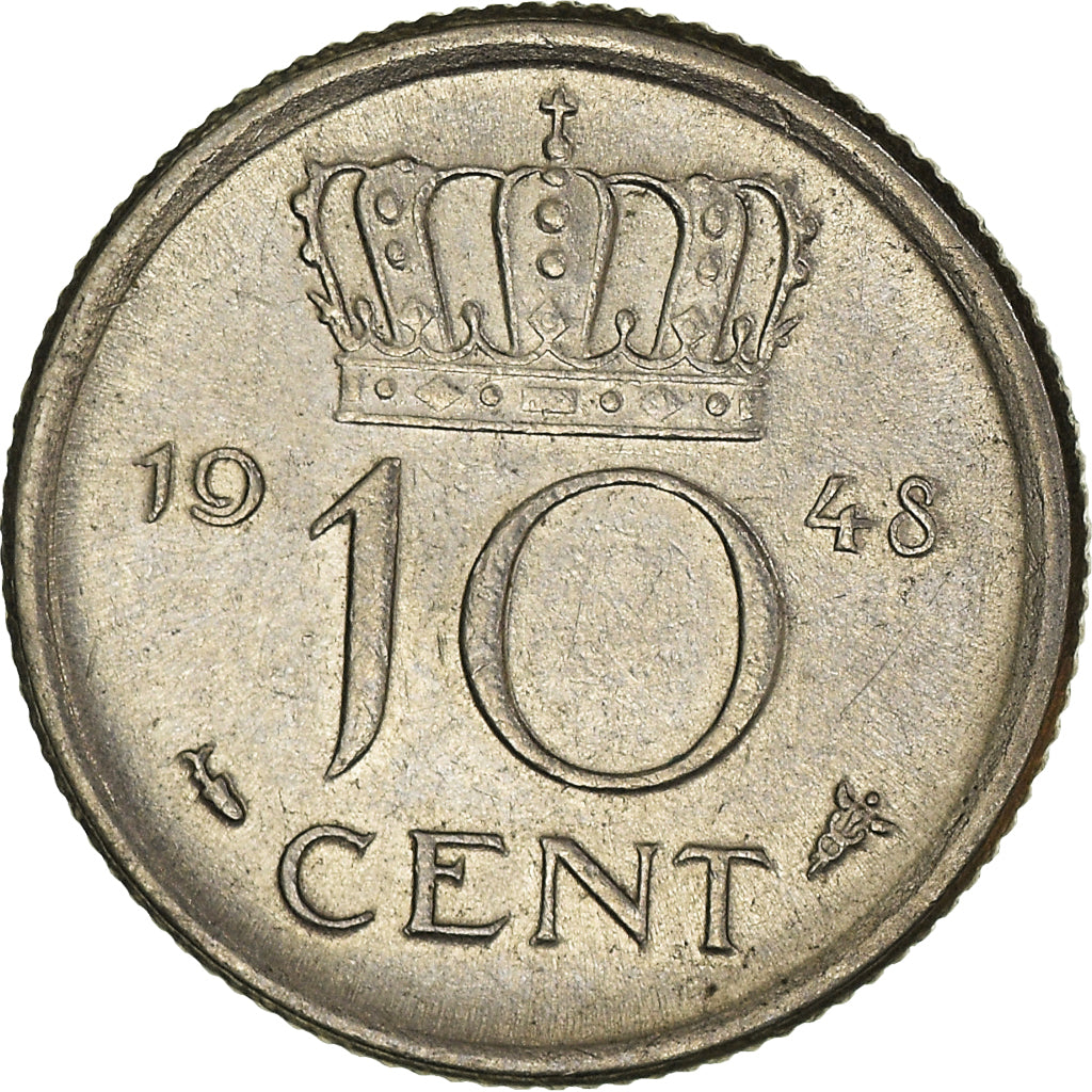 Monnaie, Pays-Bas, Wilhelmina I, 10 Cents, 1948, TTB, Nickel, KM:177