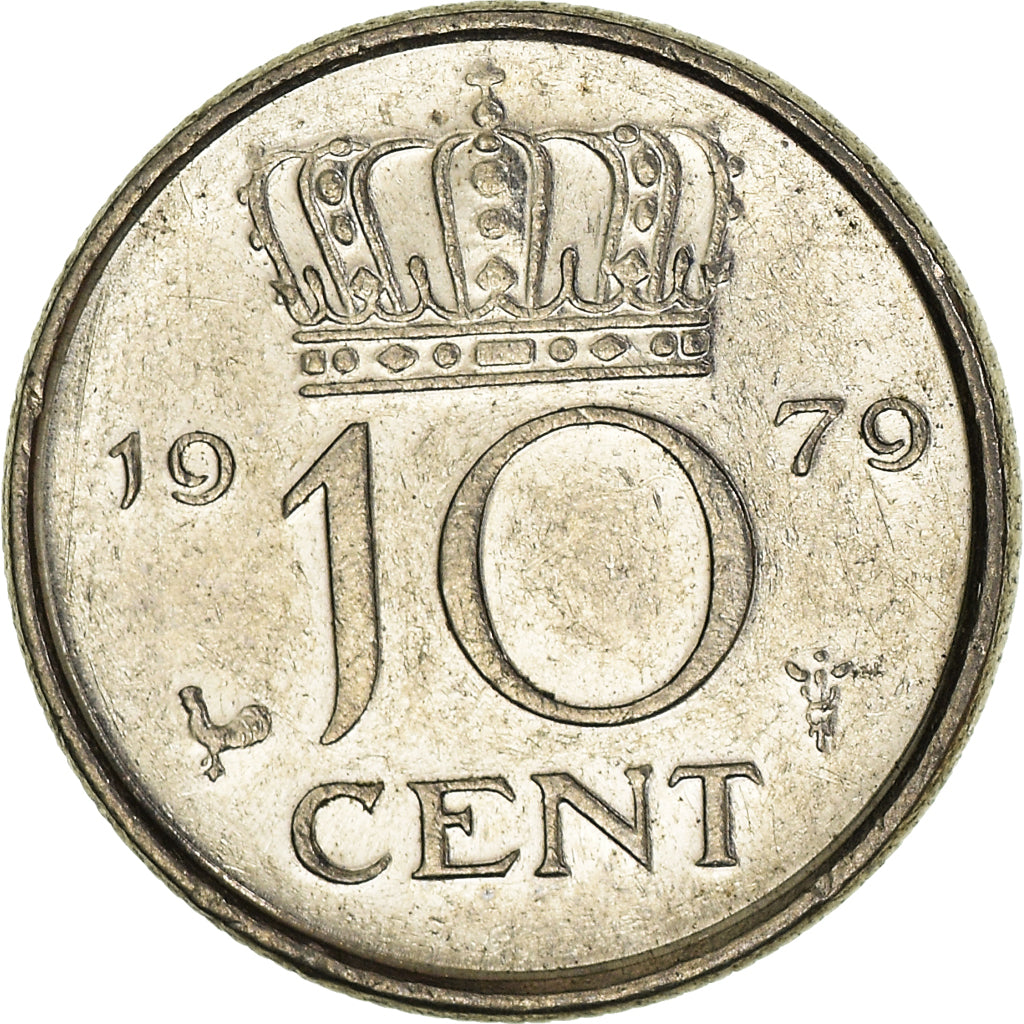Moeda, Países Baixos, Juliana, 10 Cents, 1979, VF(30-35), Níquel, KM:182