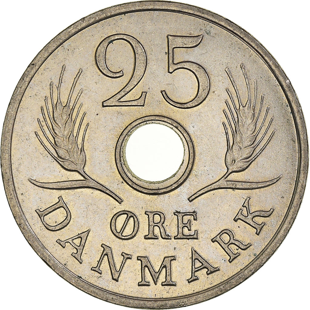 Coin, Denmark, Frederik IX, 25 Öre, 1970, Copenhagen, AU(55-58), Copper-nickel