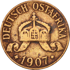 GERMAN EAST AFRICA, Wihelm II, Heller, 1907, Hambourg, VF(30-35), Bronze, KM:7