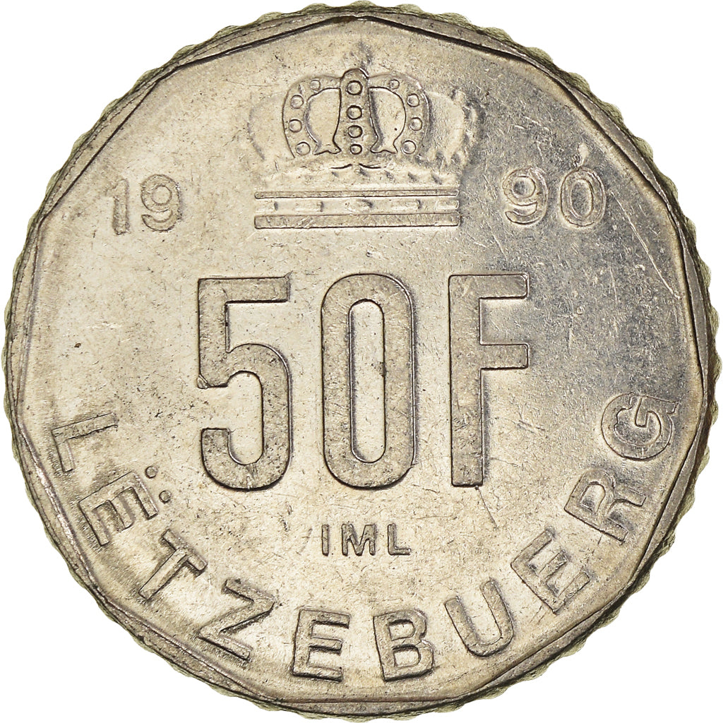 Coin, Luxembourg, Jean, 50 Francs, 1990, AU(50-53), Nickel, KM:66