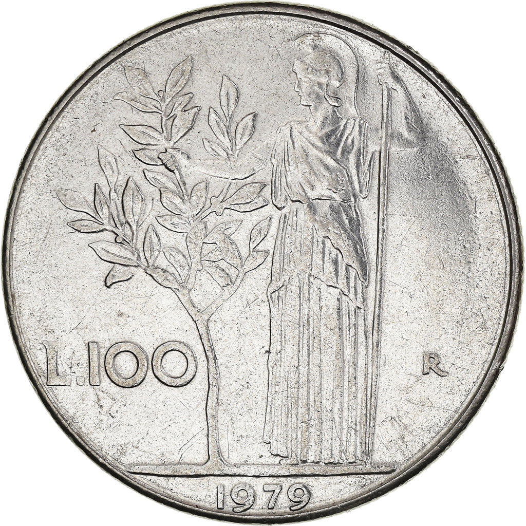 Moneda, Italia, 100 Lire, 1979, Rome, MBC, Acero inoxidable, KM:96.1