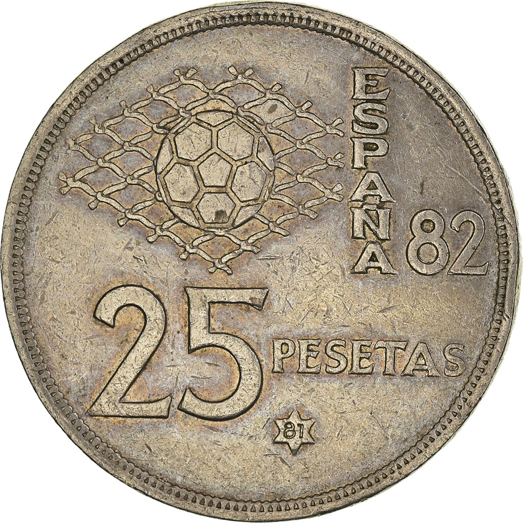 Moneta, Spagna, Juan Carlos I, 25 Pesetas, 1981, BB+, Rame-nichel, KM:818
