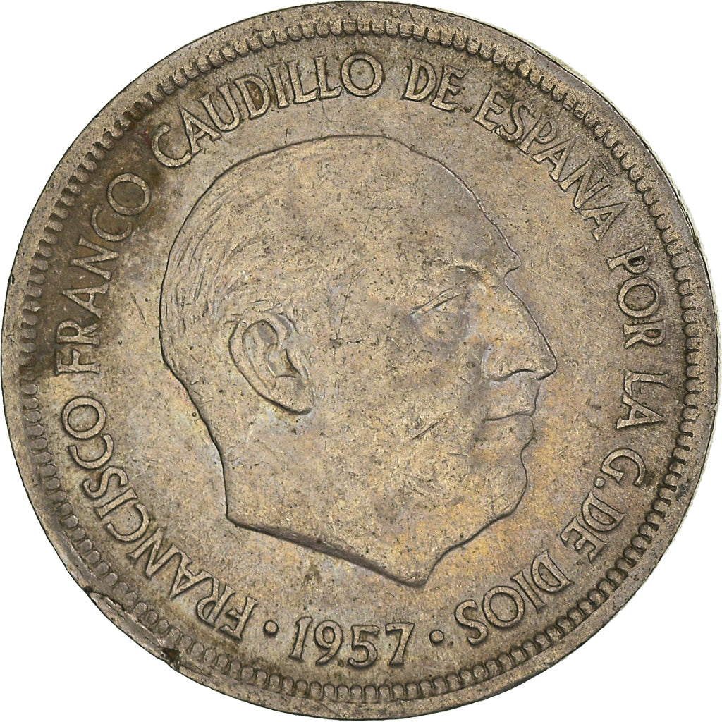 Moneta, Hiszpania, Caudillo and regent, 5 Pesetas, 1970, VF(20-25)