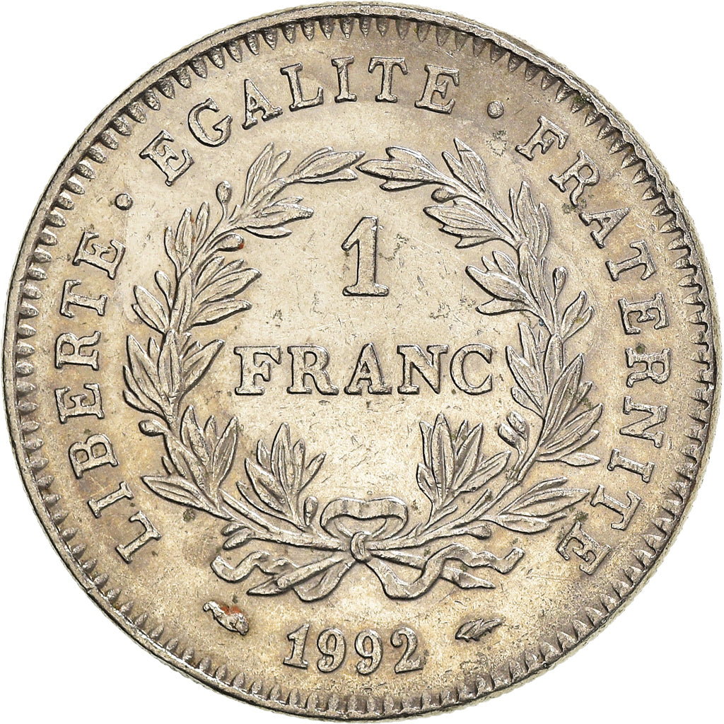 Moneta, Francja, République, Franc, 1992, Paris, EF(40-45), Nikiel, KM:1004.1