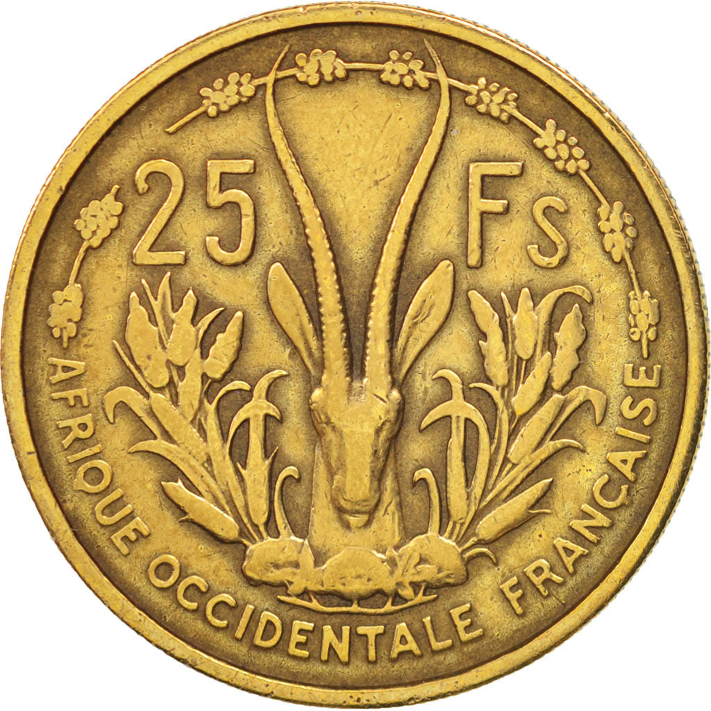 Moneda, África oriental francesa, 25 Francs, 1956, Paris, BC+, Aluminio -