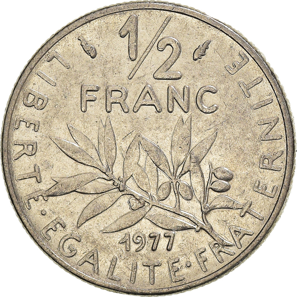 Moneta, Francja, Semeuse, 1/2 Franc, 1977, Paris, VF(30-35), Nikiel, KM:931.1