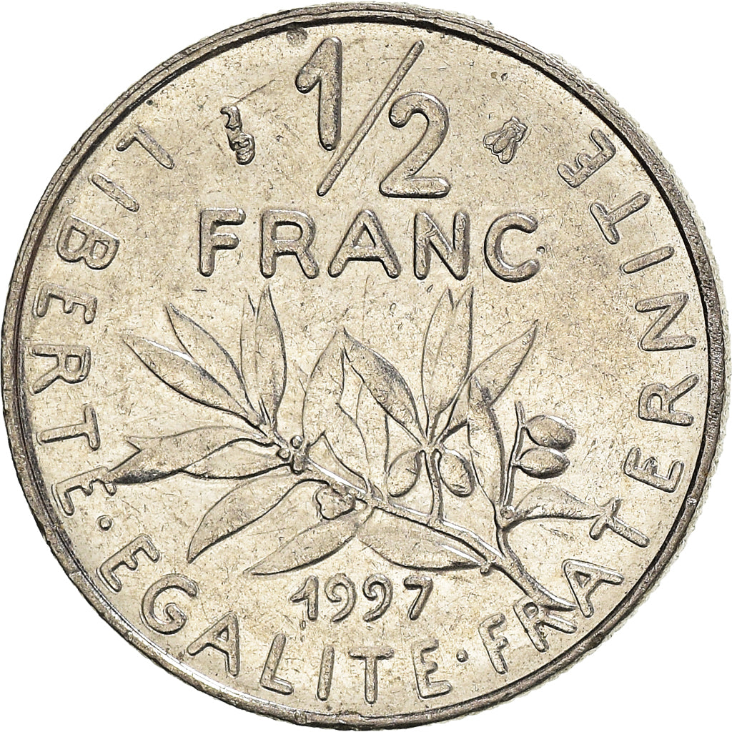 Moeda, França, Semeuse, 1/2 Franc, 1997, Paris, EF(40-45), Níquel, KM:931.1
