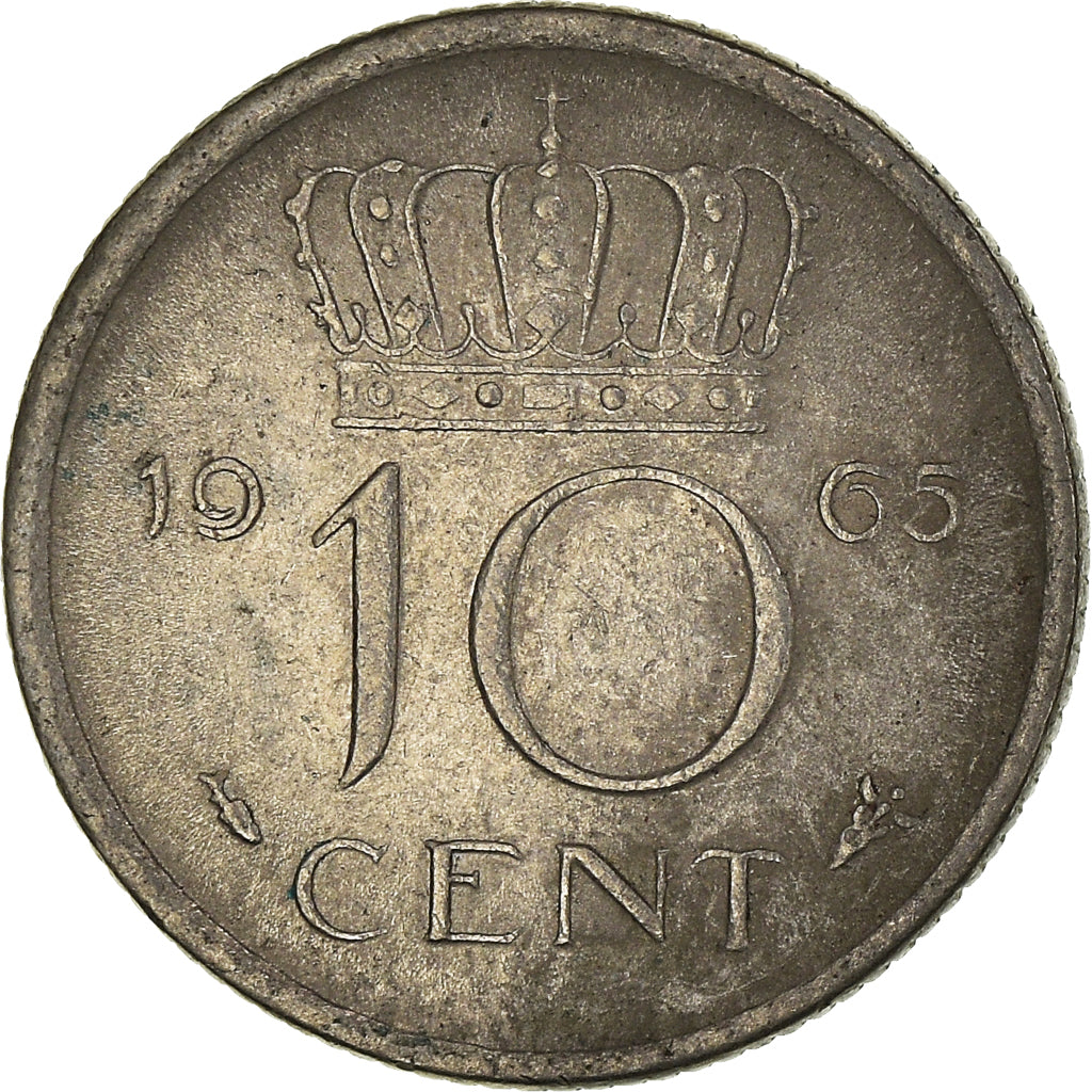 Moneta, Paesi Bassi, Juliana, 10 Cents, 1965, MB+, Nichel, KM:182