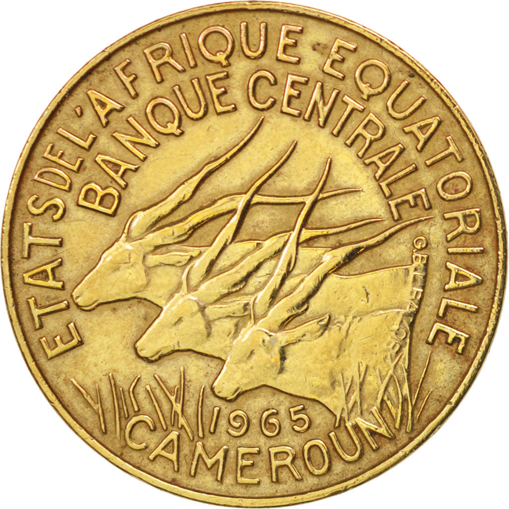 EQUATORIAL AFRICAN STATES, 5 Francs, 1965, Paris, EF(40-45), Aluminum-Nickel