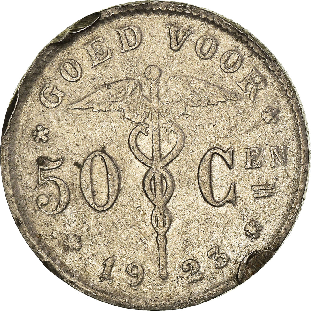 Moneta, Belgia, 50 Centimes, 1923, VF(20-25), Nikiel, KM:88