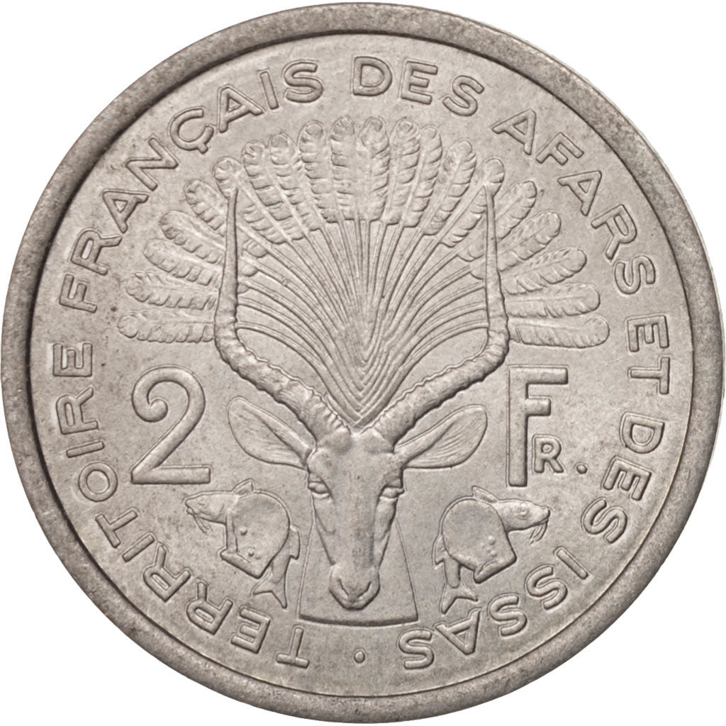 AFARS E ISSAS FRANCESI, 2 Francs, 1975, Paris, BB+, Alluminio, KM:13