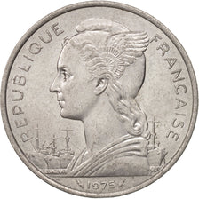 FRENCH AFARS & ISSAS, 5 Francs, 1975, Paris, AU(50-53), Aluminum, KM:14