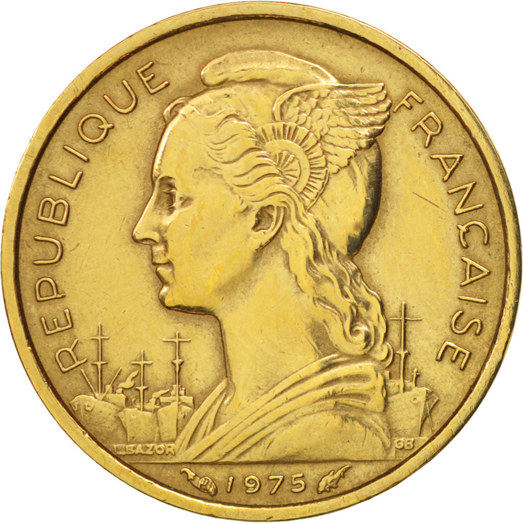 FRENCH AFARS & ISSAS, 10 Francs, 1975, Paris, TTB, Aluminum-Bronze, KM:17