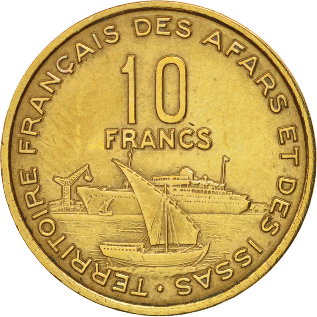 FRENCH AFARS & ISSAS, 10 Francs, 1975, Paris, TTB, Aluminum-Bronze, KM:17