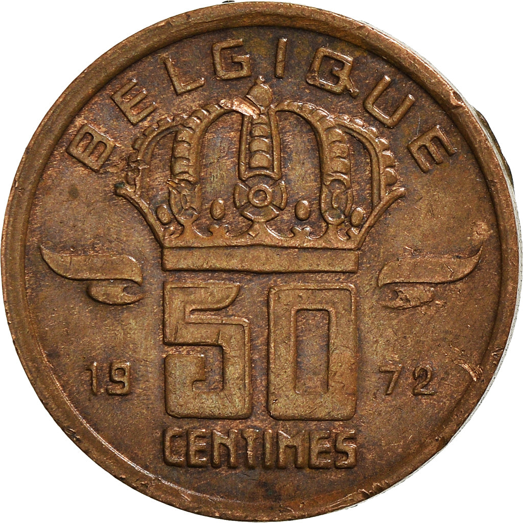 Moneta, Belgio, Baudouin I, 50 Centimes, 1972, BB, Bronzo, KM:148.1