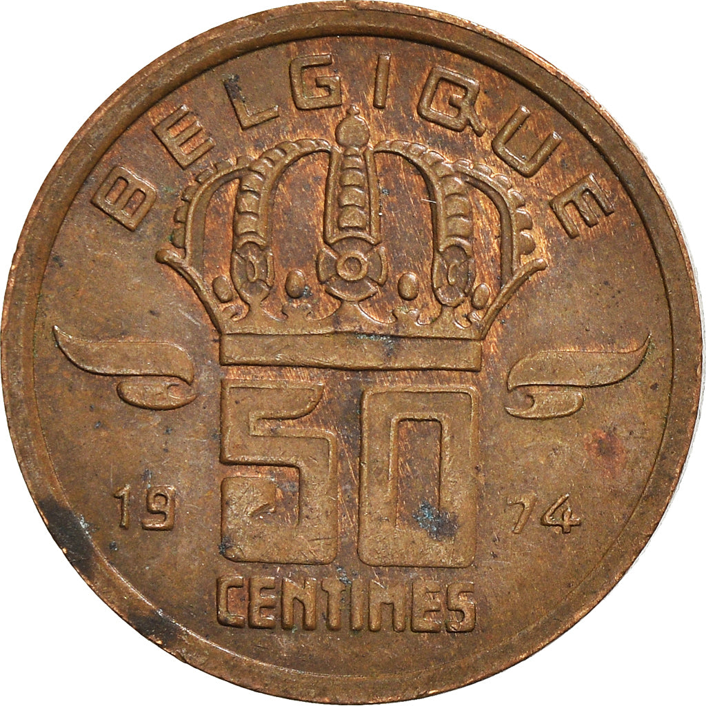 Coin, Belgium, Baudouin I, 50 Centimes, 1974, EF(40-45), Bronze, KM:148.1