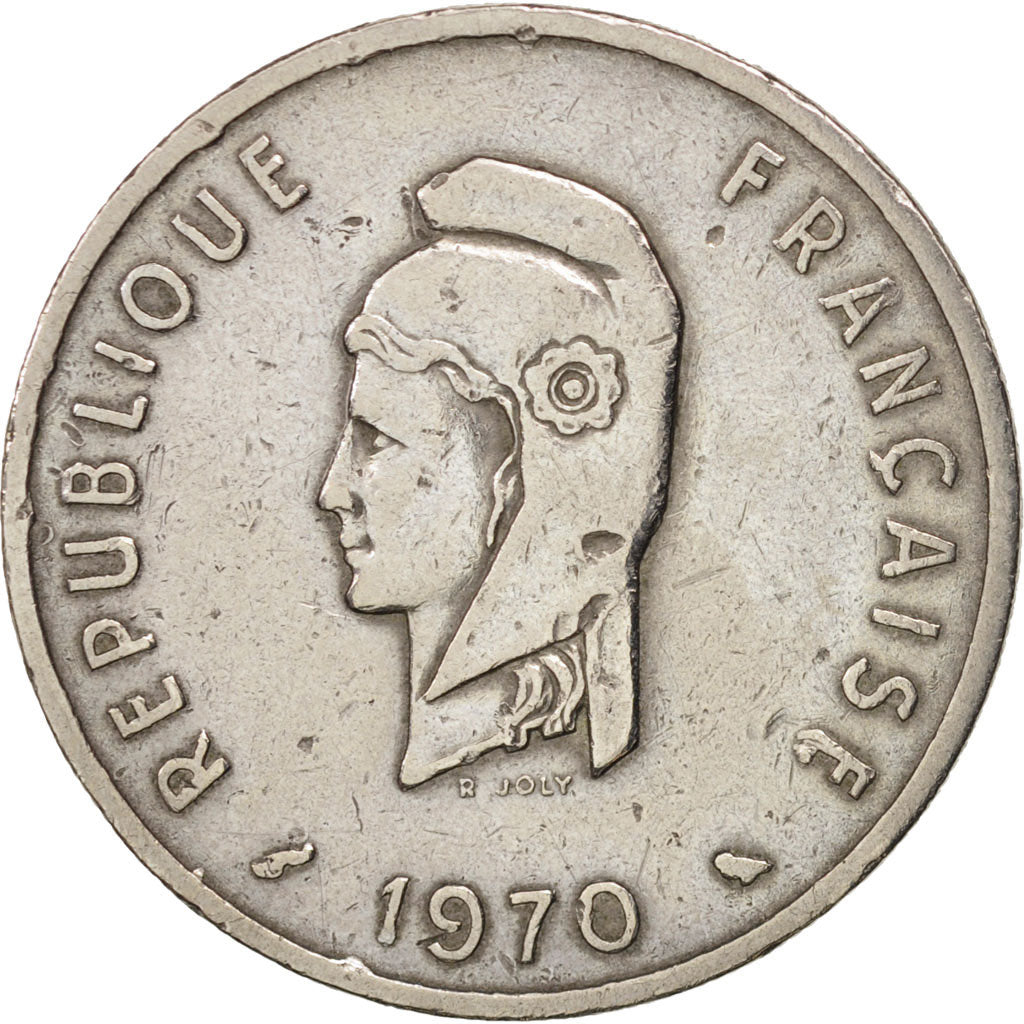 AFARS E ISSAS FRANCESI, 50 Francs, 1970, Paris, MB+, Rame-nichel, KM:18