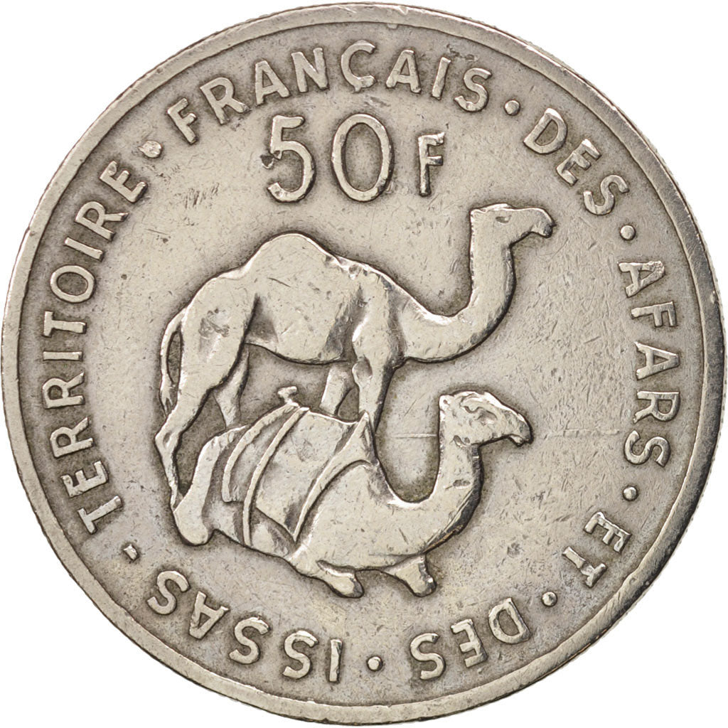 AFARS E ISSAS FRANCESI, 50 Francs, 1970, Paris, MB+, Rame-nichel, KM:18