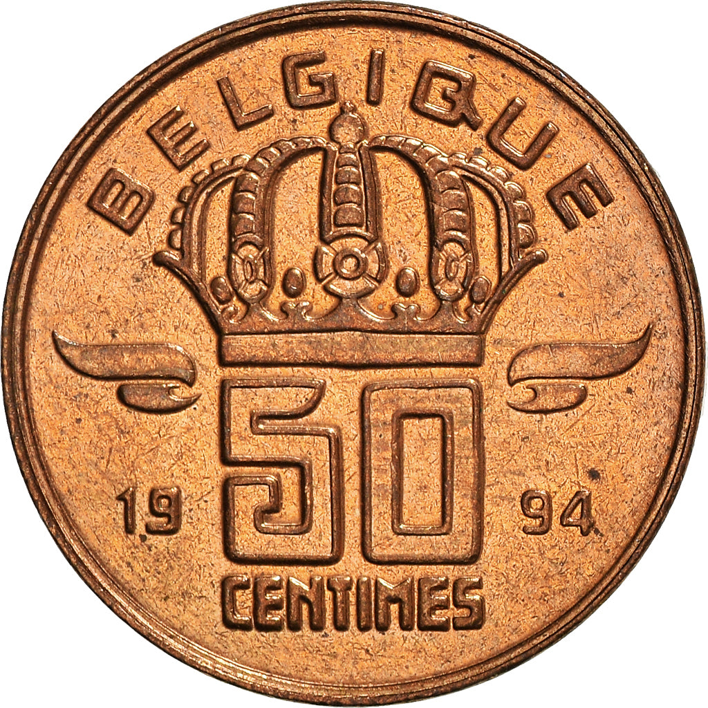 Coin, Belgium, Baudouin I, 50 Centimes, 1994, AU(50-53), Bronze, KM:148.1