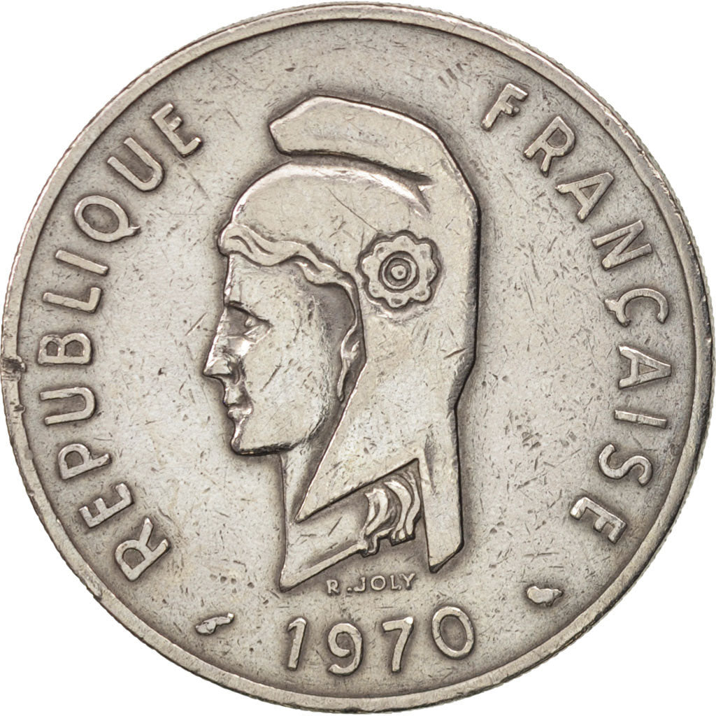 FRENCH AFARS & ISSAS, 100 Francs, 1970, Paris, VF(30-35), Copper-nickel, KM:19