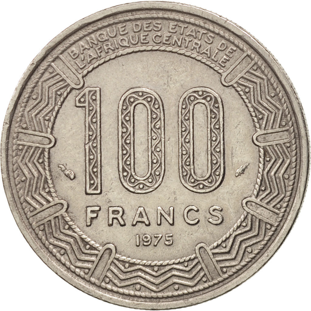 Repubblica Centrafricana, 100 Francs, 1975, Paris, BB, Nichel, KM:7