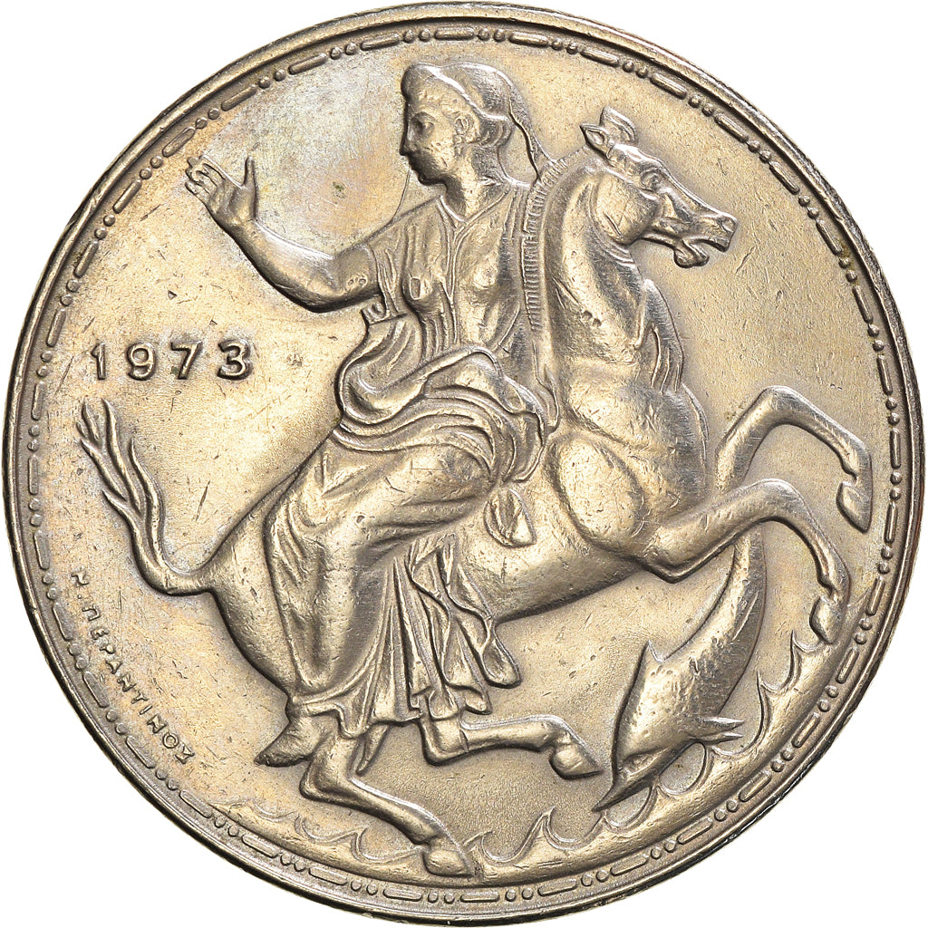 Coin, Greece, Constantine II, 20 Drachmai, 1973, EF(40-45), Copper-nickel