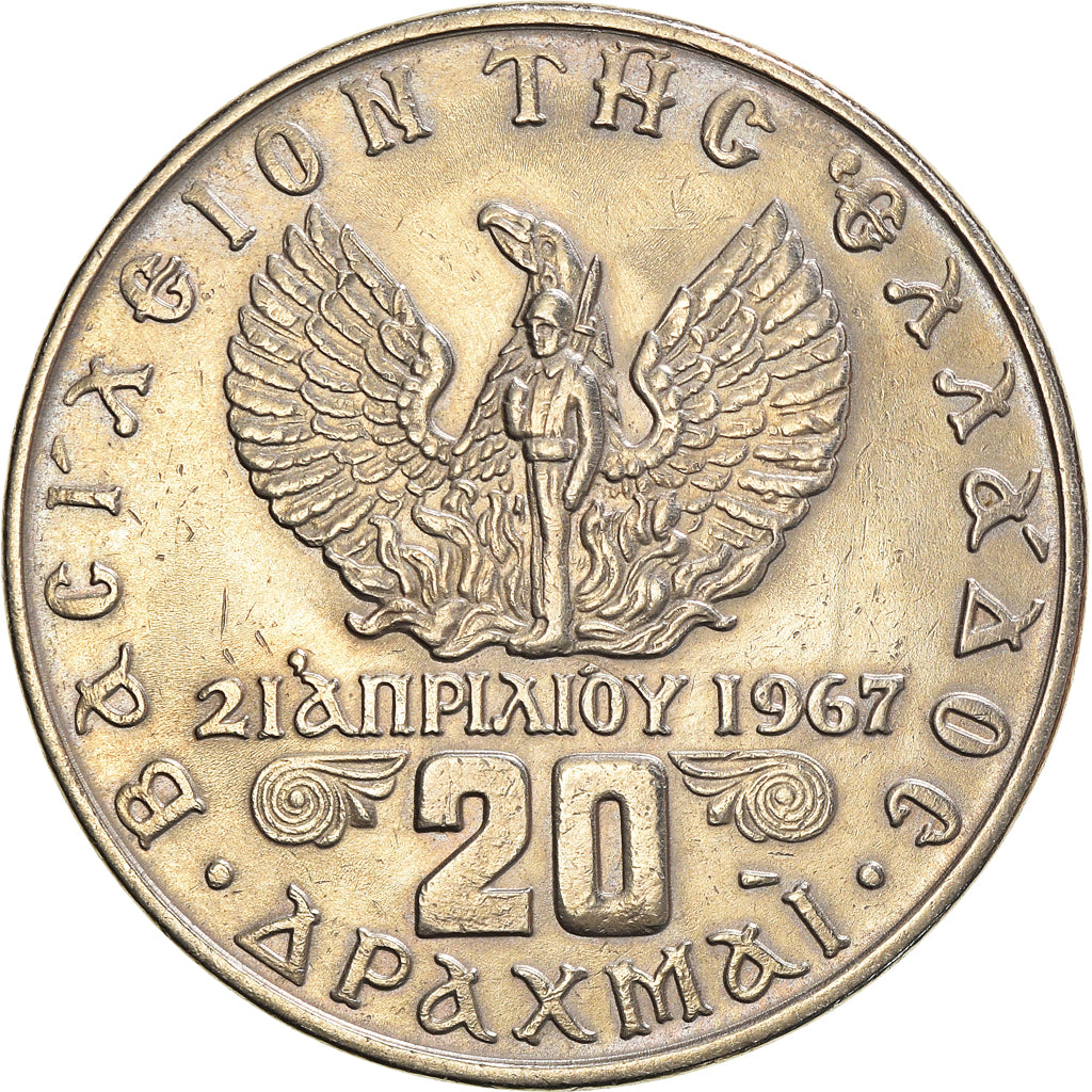 Coin, Greece, Constantine II, 20 Drachmai, 1973, EF(40-45), Copper-nickel