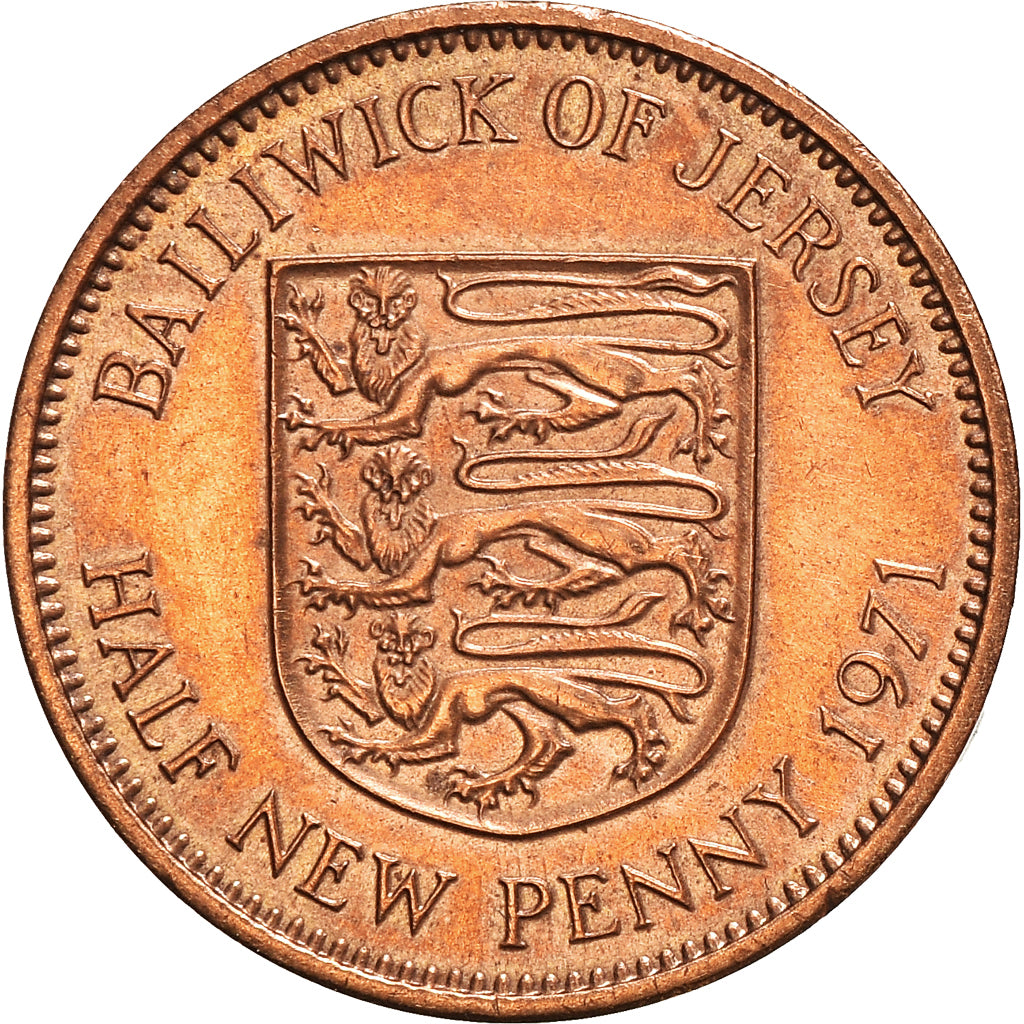 Munten, Jersey, Elizabeth II, 1/2 New Penny, 1971, ZF+, Bronzen, KM:29