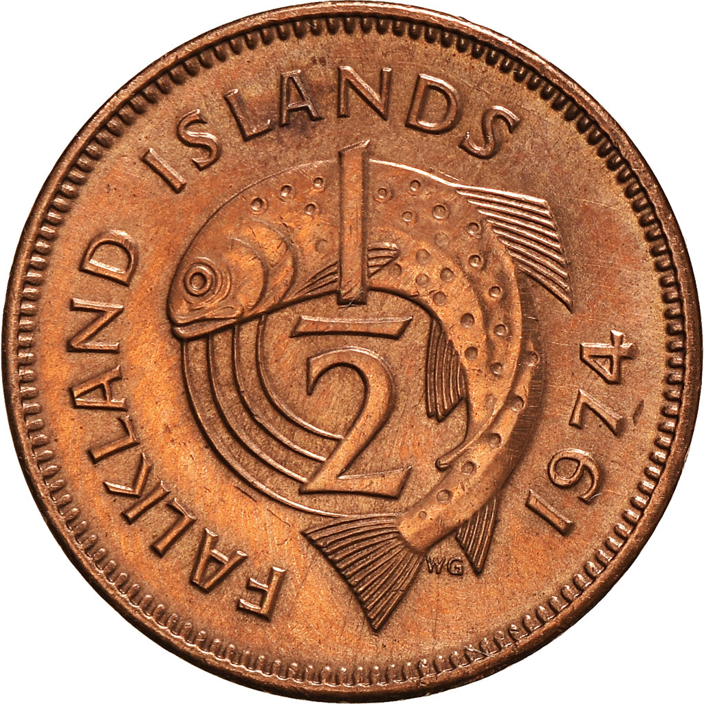 Moneta, Isole Falkland, Elizabeth II, 1/2 Penny, 1974, SPL-, Bronzo, KM:1