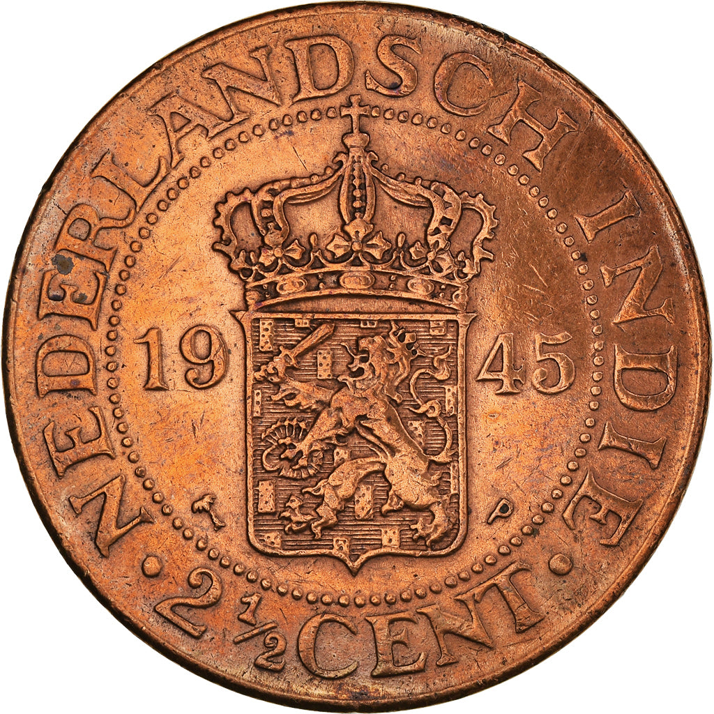Monnaie, Indes orientales néerlandaises, Wilhelmina I, 2-1/2 Cents, 1945