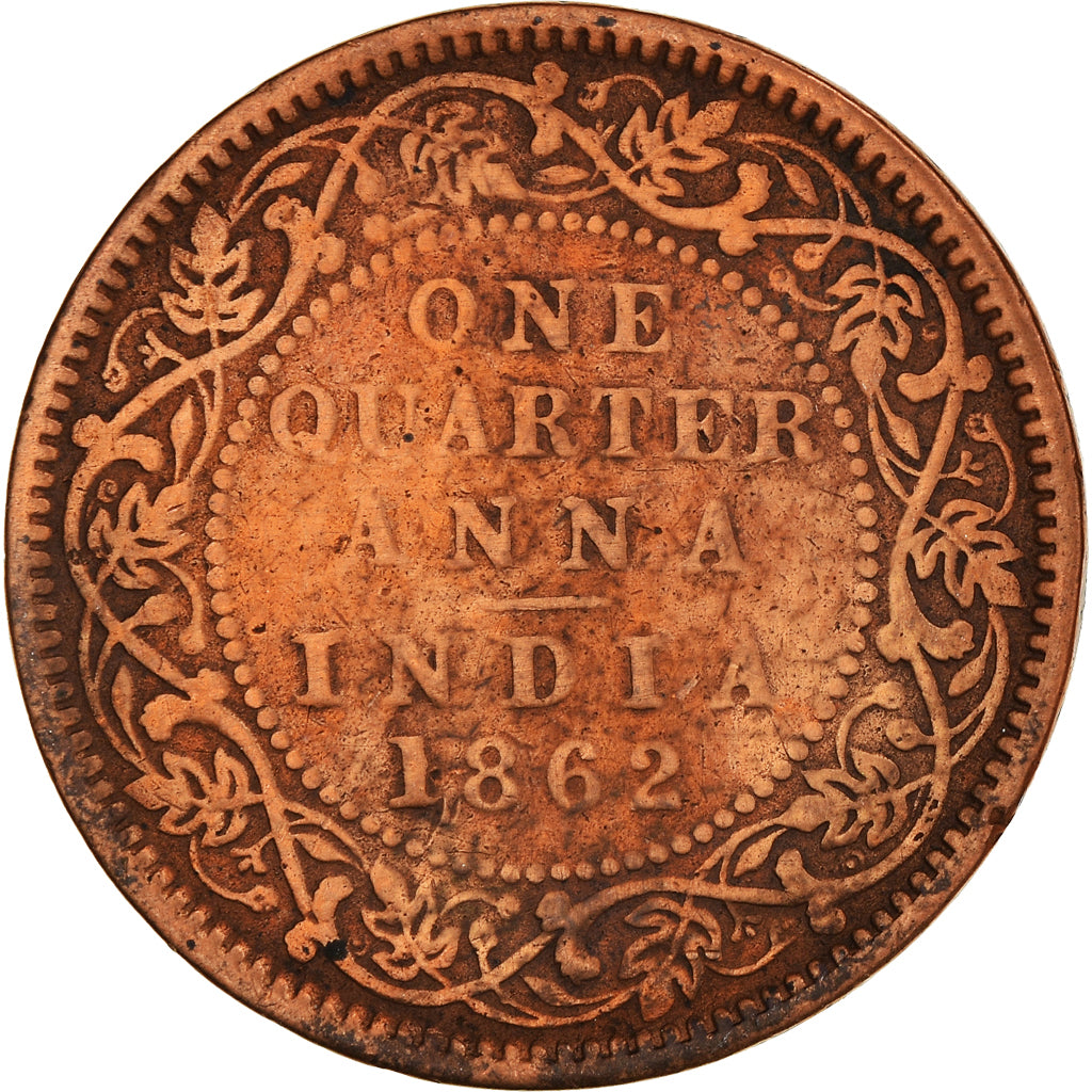 Monnaie, Inde britannique, Victoria, 1/4 Anna, 1862, TB, Cuivre, KM:467