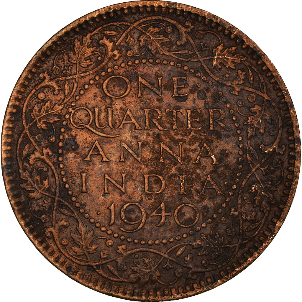 Münze, INDIA-BRITISH, George VI, 1/4 Anna, 1940, Bombay, S, Bronze, KM:530