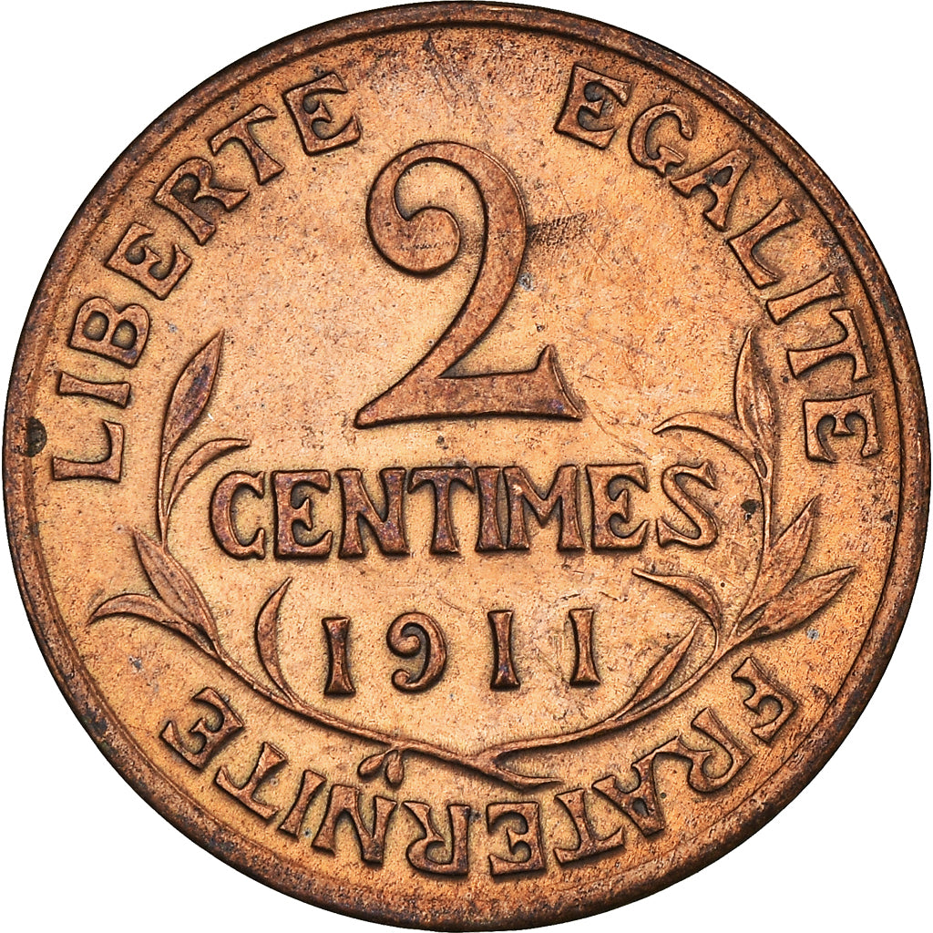 Moneta, Francia, Dupuis, 2 Centimes, 1911, Paris, BB, Bronzo, KM:841