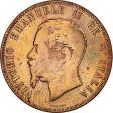 Coin, Italy, Vittorio Emanuele II, 10 Centesimi, 1866, Milan, VF(20-25), Copper
