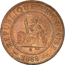 Moneta, FRANCUSKIE INDOCHINY, Cent, 1888, Paris, VF(20-25), Brązowy, KM:1