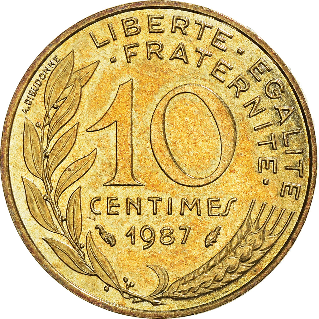 Munten, Frankrijk, Marianne, 10 Centimes, 1987, Paris, ZF+, Aluminum-Bronze