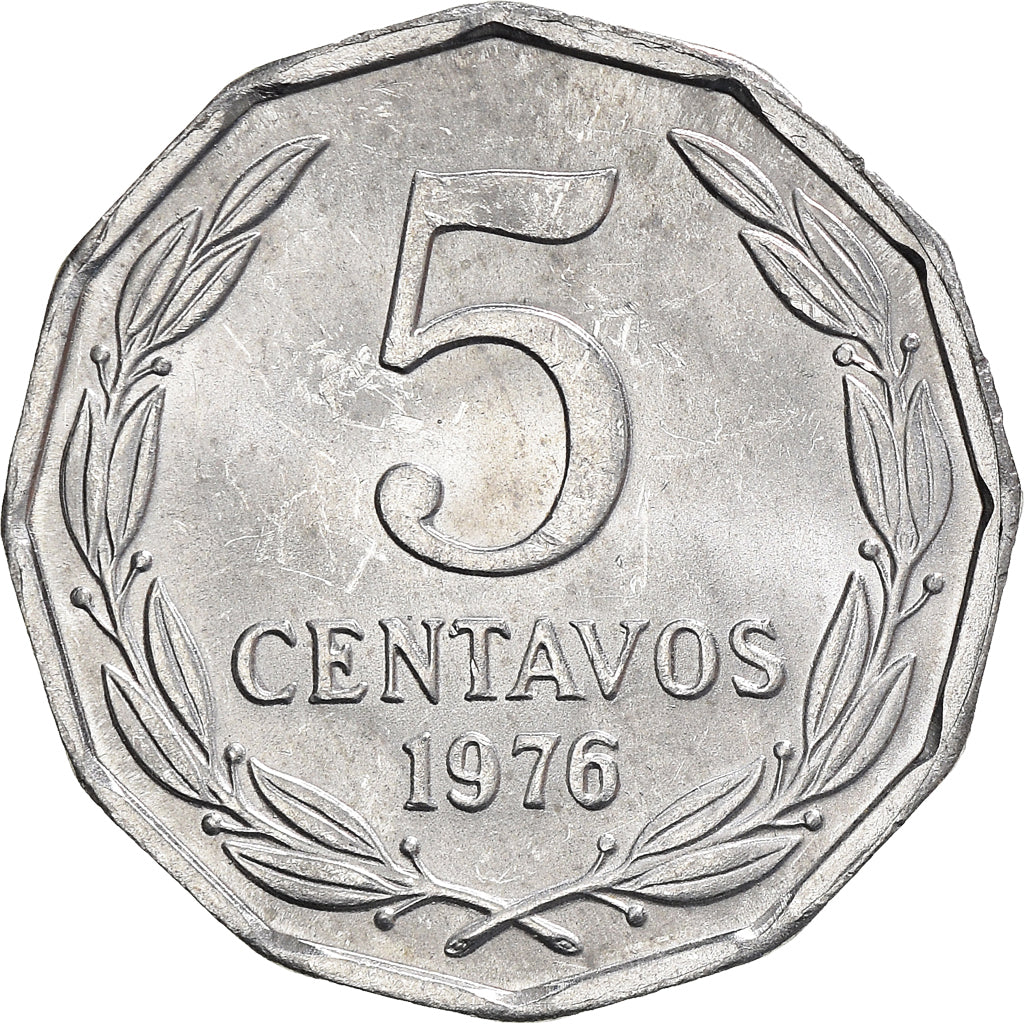Coin, Chile, 5 Centavos, 1976, AU(50-53), Aluminum, KM:204a