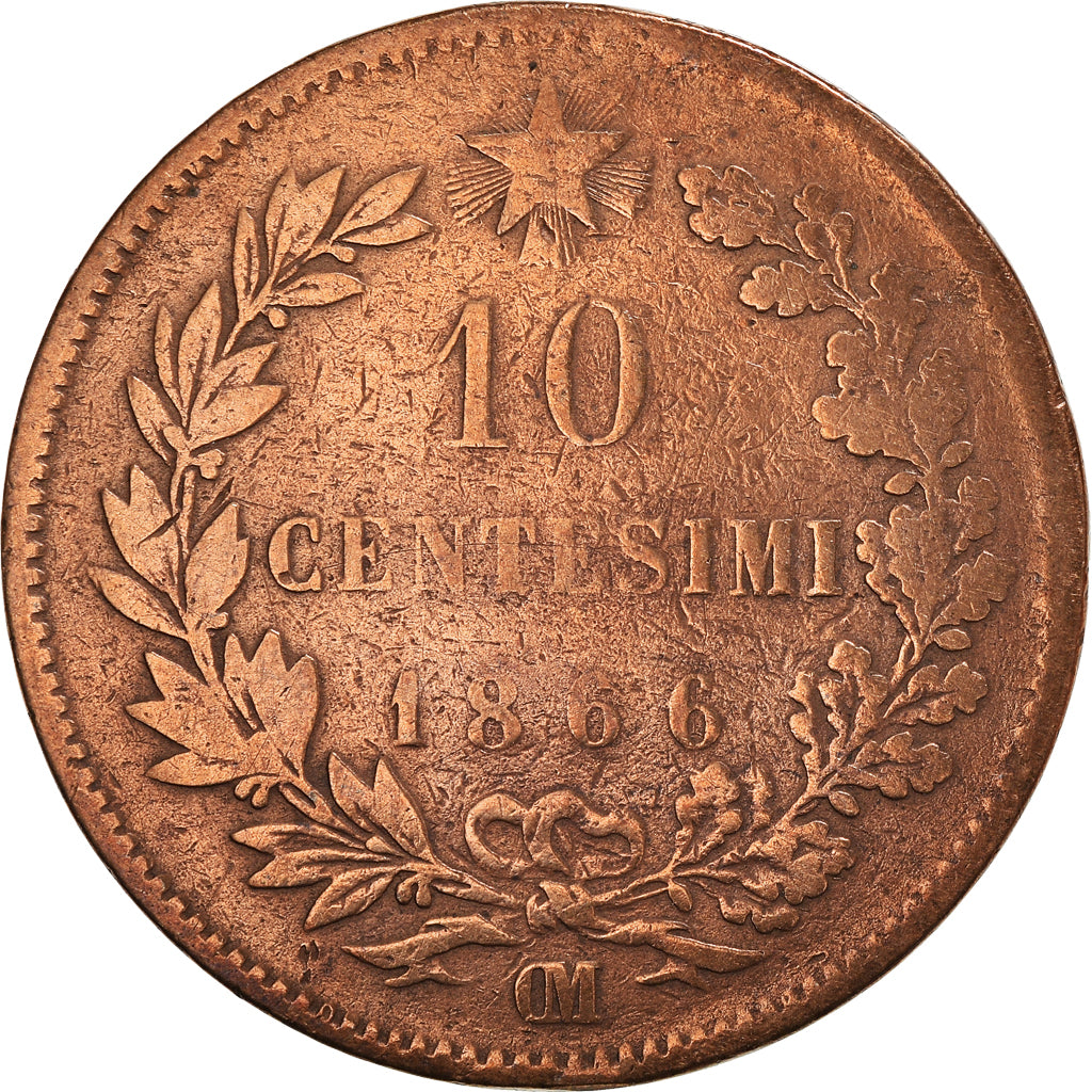 Münze, Italien, Vittorio Emanuele II, 10 Centesimi, 1866, Strasbourg, S