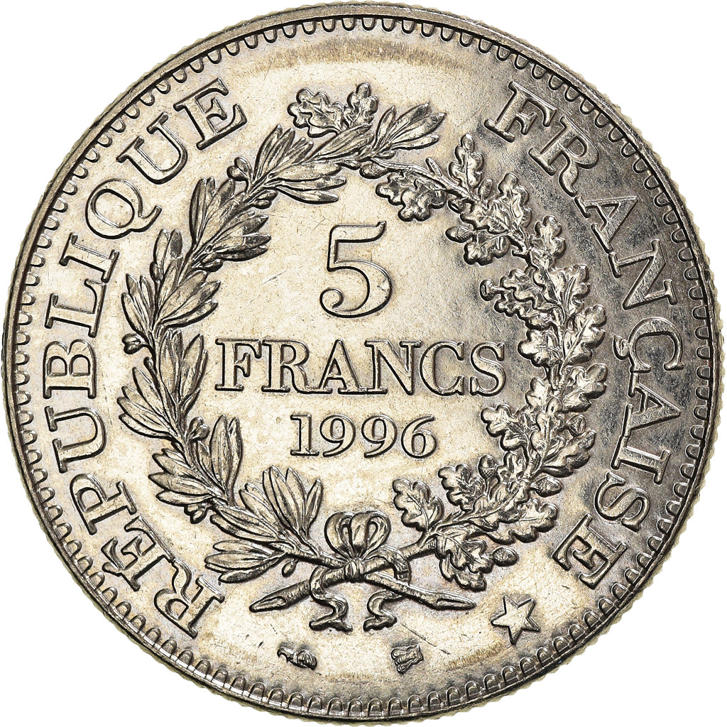 Coin, France, Hercule, 5 Francs, 1996, Paris, AU(55-58), Nickel, KM:1155