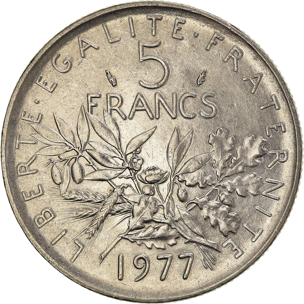 Coin, France, Semeuse, 5 Francs, 1977, Paris, EF(40-45), Nickel Clad