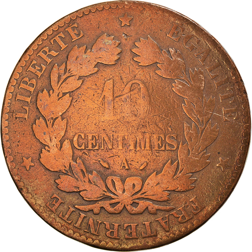Coin, France, Cérès, 10 Centimes, 1890, Paris, F(12-15), Bronze, KM:815.1