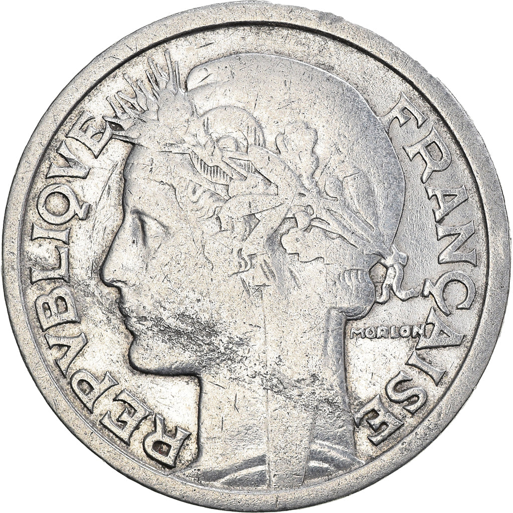 Moneta, Francia, Morlon, 2 Francs, 1946, Beaumont - Le Roger, MB, Alluminio