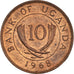 Coin, Uganda, 10 Cents, 1968, EF(40-45), Bronze, KM:2