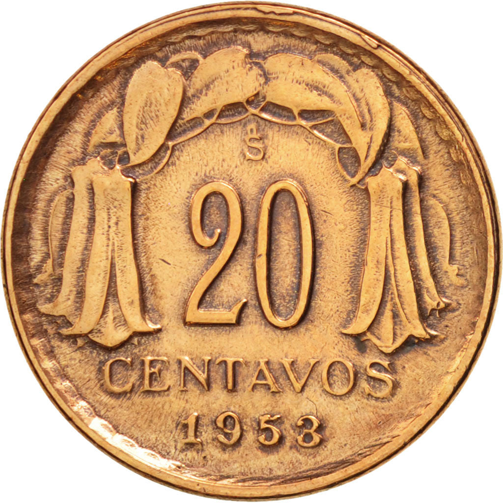 Cile, 20 Centavos, 1953, SPL-, Rame, KM:177