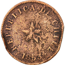 Chile, 1/2 Centavo, 1853, AG(3), Copper, KM:126