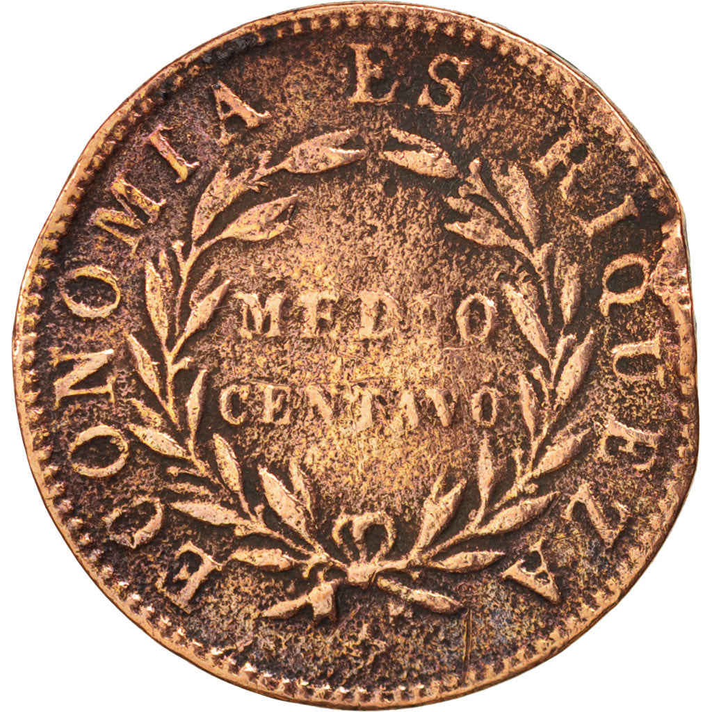 Chile, 1/2 Centavo, 1853, AG(3), Copper, KM:126